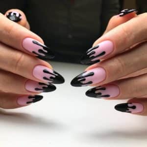 Розово черный дизайн ногтей. Дизайн для коротких ногтей