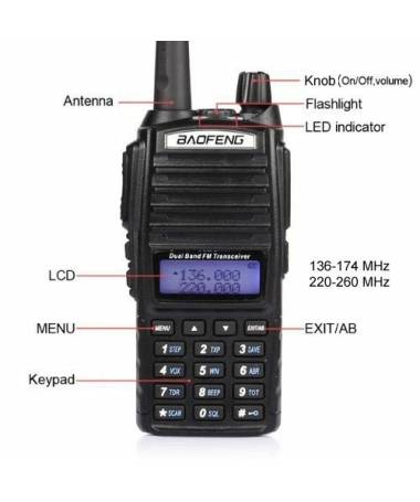 Рация Baofeng UV-82                                   c гарнитурой VHF/UHF Dual-Band 136-174/400-520MHz 2-PTT 5W Two Way Radio