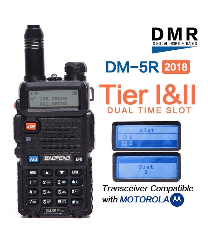 Цифрова рація Baofeng DM-5R PRO          стандарт DMR Tier II 5 Ватт з гарнітурою VHF (136—174 МГц) и UHF (400-480 МГц) 