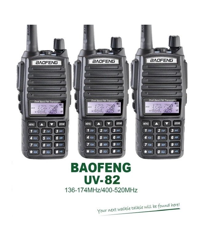 Комплект 3 штуки Рации Baofeng UV 82          с наушниками | двухчастотные dualband