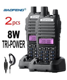 КОмплект 2 штуки Рації Baofeng UV-82 з гарнітурами VHF/UHF Dual-Band 136-174/400-520MHz 2-PTT 8W Two Way Radio