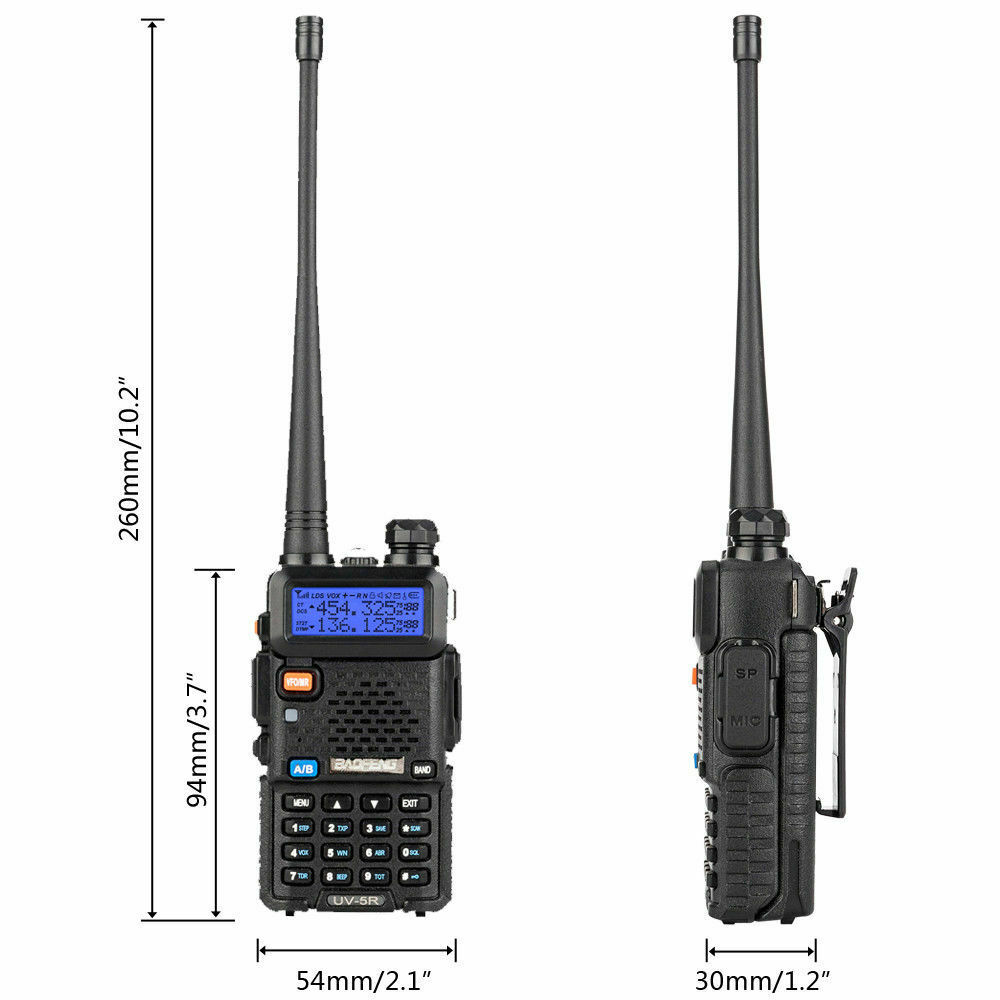 Размеры рации Baofeng 5r