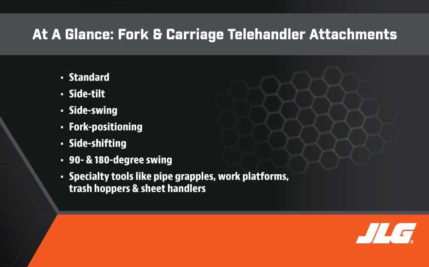 fork attachments carriages telehandlers