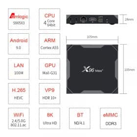 Android tv box X96 Max Plus S905X3 5G Android 9.0 HD 8K USB3.0 Smart TV Box