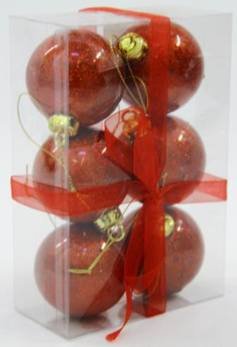 Шар-декор новогодний            (d-5см) набор (6шт) цв.красный DN-52801 оптом