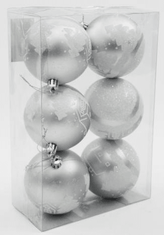 Шары-декор новогодний              (d-8см) набор (6шт) цв.серебро DN-53335 оптом