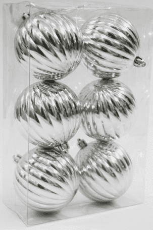 Шар-декор новогодний (d-8см) набор (6шт) цв.серебро DN-53128 оптом