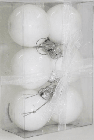 Шар-декор новогодний (d-6см) набор (6шт) цв.белый DN-52807 оптом