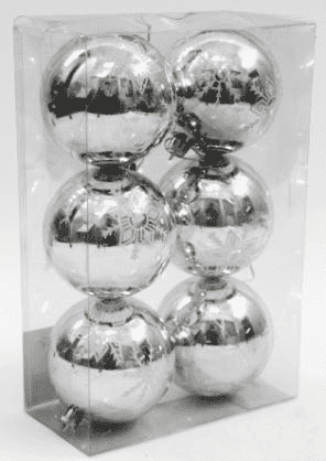 Шары-декор новогодний (d-8см) набор (6шт) цв.серебро DN-53330 оптом