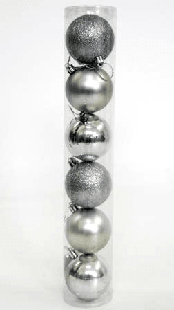 Шар-декор новогодний         (d-6см)  набор (6шт) цв.серебро                                 DN-52017 оптом