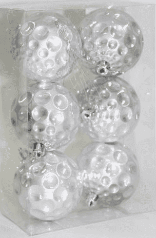 Шар-декор новогодний (d-7см) набор (6шт) цв.серебро перламутр DN-53146 оптом