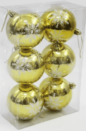Шары-декор новогодний (d-8см) набор (6шт) цв.золото DN-53329 оптом
