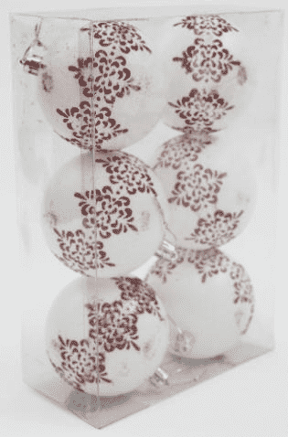 Шары-декор новогодний           (d-8см) набор (6шт) цв.белый DN-53339 оптом