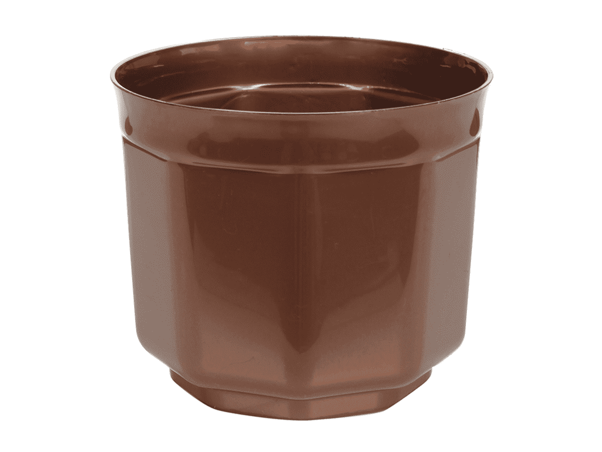 Кашпо джетпласт каскад пластик d-29см h-23см v-0,7л коричневый. Кашпо кантри. 9л зелёный (10). Горшок 1,4л протея d=14,5мм h=13мм с вкладкой мята-белый *22 (ливингрин). Горш.