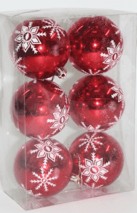 Шары-декор новогодний (d-8см) набор (6шт) цв.красный DN-53328 оптом