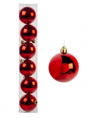 Шар-декор новогодний (d-6см) набор цв.красный DN-52005                Цена за 6шт оптом