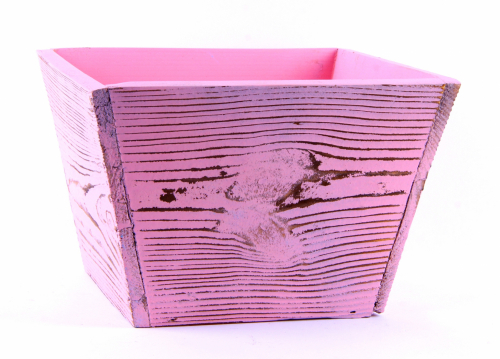 Кашпо деревянное квадратное (21*21*15см) цв.розовый антик RD-52055G оптом