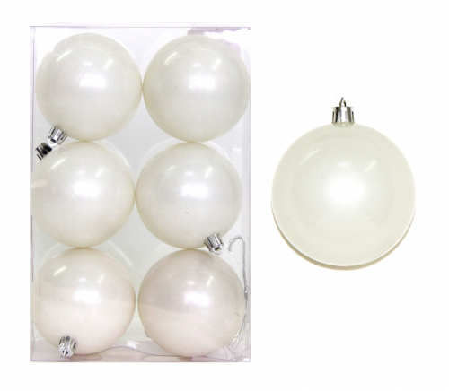 Шар-декор новогодний (d-8см) набор  цв.перламутр белый DN-53437            Цена за 6шт оптом
