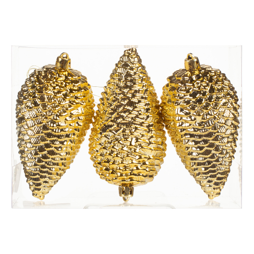 Шишка-декор новогодний (h-13см) набор  цв.золото             DN-53183              Цена за 3шт оптом