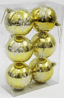 Шары-декор новогодний (d-8см) набор (6шт) цв.золото DN-53329 с доставкой по России от фирмы Изумруд