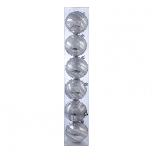 Шар-декор новогодний (d-8см) набор  цв.серебро DN-55508   Цена за 6шт оптом