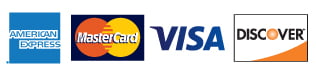 We Accept Visa, MasterCard, American Express and Discover