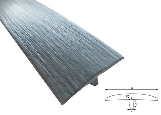 Врезной профиль без обхвата из гибкого ПВХ T33 BK4006 дуб крафт серый.