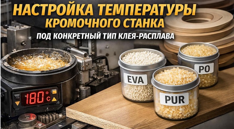 Как правильно настроить температуру кромочного станка под конкретный тип клея-расплава: пошаговая инструкция.