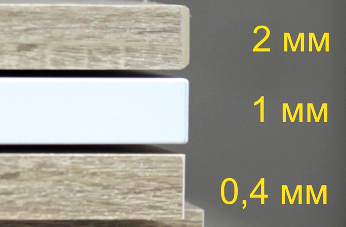 кромка пвх различной толщины от 0,4 мм до 2 мм
