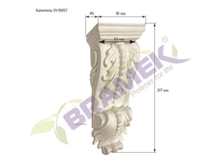 Мебельная капитель SY 19057 схематичное изображение с указанием размеров.