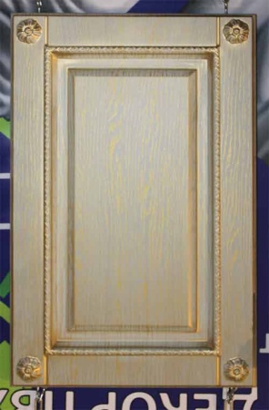 Декоративная розетка из гибкого ПВХ SY 0889 на мебельном фасаде - пример использования.