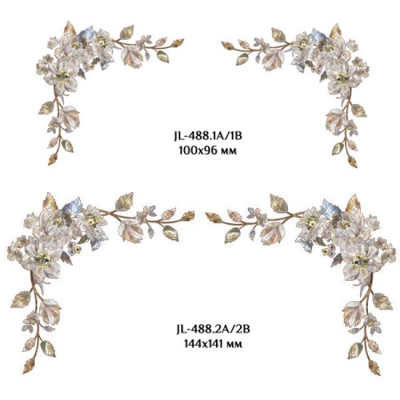 Сочетание переводной декоративной наклейки для мебели JL 488.2B с аналогичными наклейками других размеров.