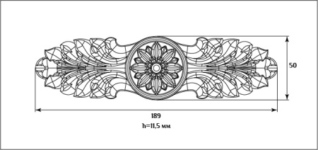 Декоративный элемент для мебели SY 88234 схематичное изображение с указанием размеров.