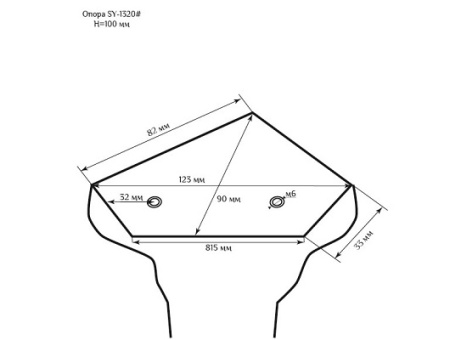 Мебельная опора SY 1320 схематичное изображение с указанием размеров.