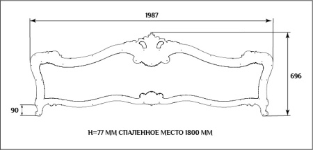 Рама для спинки кровати SY 77005 схематичное изображение с указанием размеров.