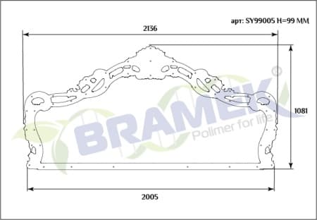 Рама для спинки кровати SY 99005 схематичное изображение с указанием размеров.