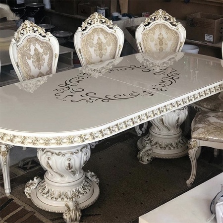 Обеденный большой стол с двумя подстольями из ABS-пластика SY 22608.