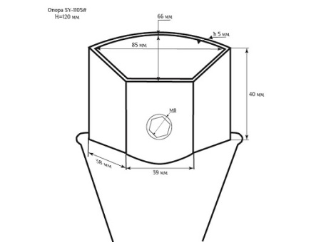 Мебельная опора SY 1105 схематичное изображение с указанием размеров.