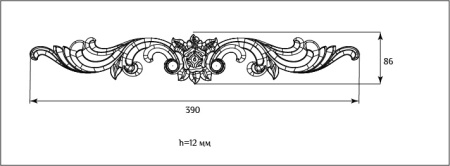Декоративный элемент для мебели SY 11124-1 схематичное изображение с указанием размеров.
