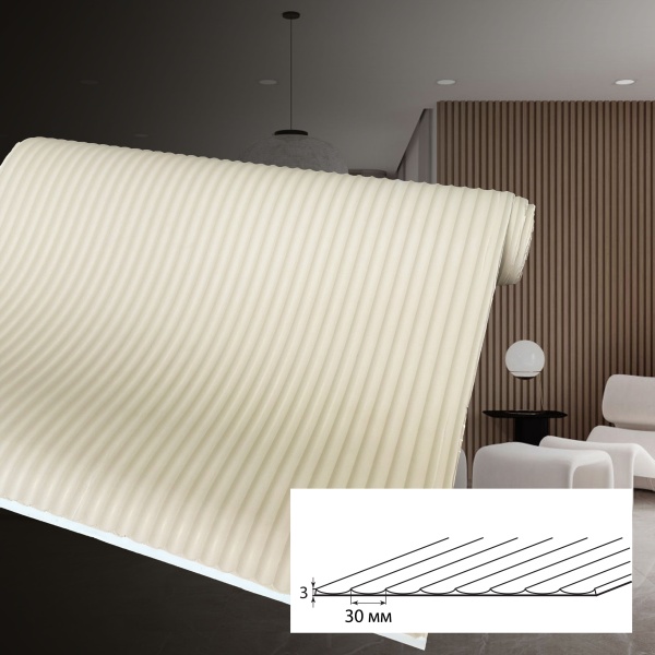 Стеновая панель гибкая волна вогнутая D094 на бумажной основе Bramek