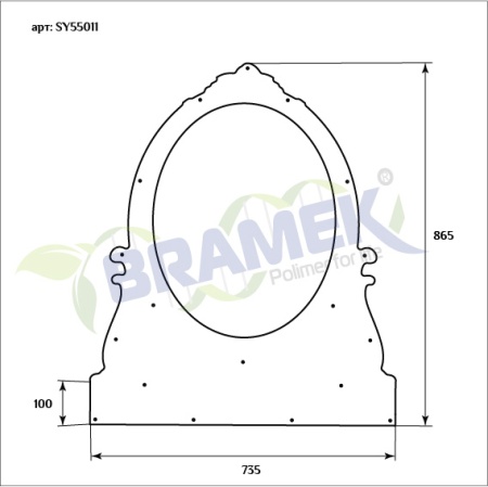 Декоративная рама для зеркала SY 55011 схематичное изображение с указанием размеров.