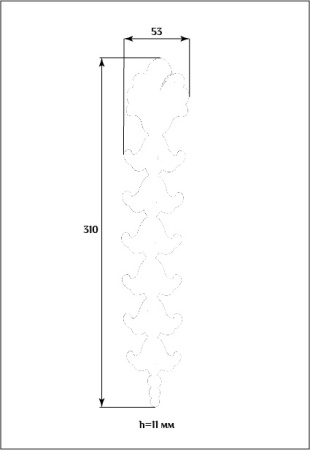 Вертикальный мебельный декор SY 88305 схематичное изображение с указанием размеров.