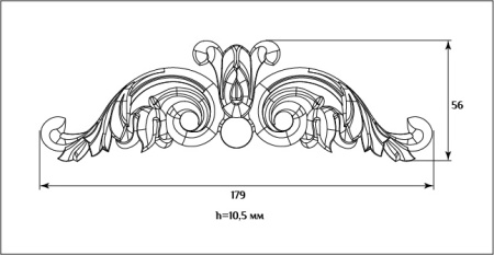 Декоративный элемент для мебели SY 15124 схематичное изображение с указанием размеров.