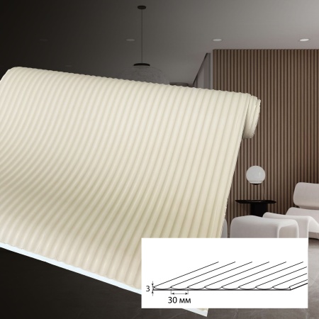 Стеновая панель гибкая волна вогнутая D094 на бумажной основе Bramek