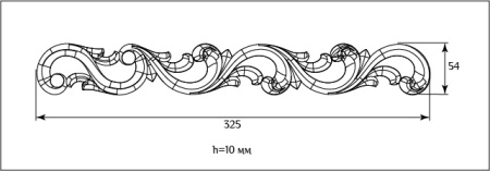 Декоративный элемент для мебели SY 11214-2 схематичное изображение с указанием размеров.