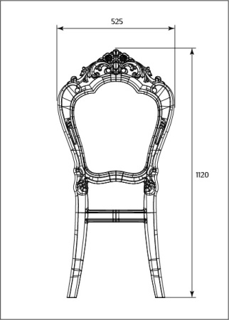 Декоративная спинка стула SY 12238 схематичное изображение с указанием размеров.