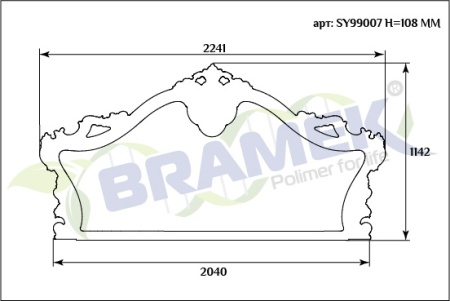 Рама для спинки кровати SY 99007 схематичное изображение с указанием размеров.