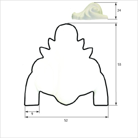 Вертикальный мебельный декор SY 10141-2 схематичное изображение с указанием размеров.