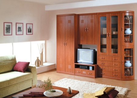 Мебель с врезным кантом пвх T330 CL99K01A - пример использования. Цвет вишня.