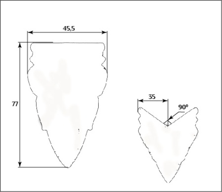 Мебельный декор с внутренним углом SY 15076 схематичное изображение с указанием размеров.